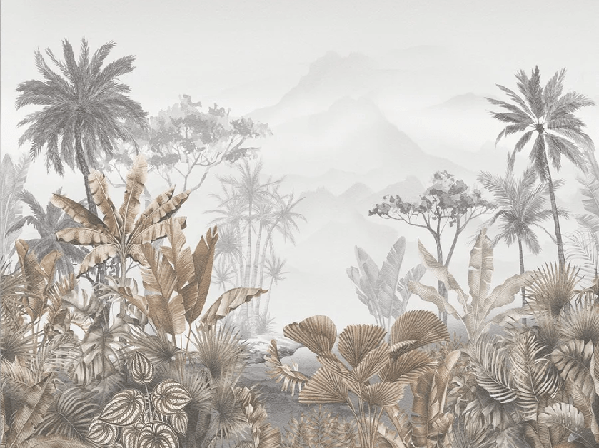 Papier peint tendance tropical sepia - Muralconcept