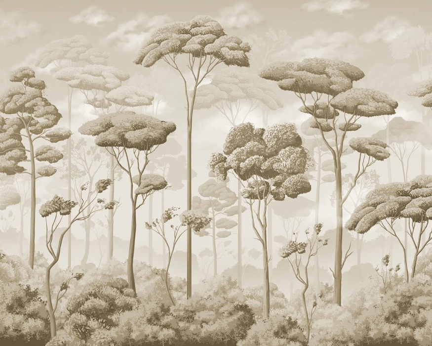 Papier peint panoramique pinède volupté sépia - Muralconcept
