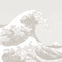 Papier peint japonisant - Grande Vague de Kanagawa Beige - Muralconcept