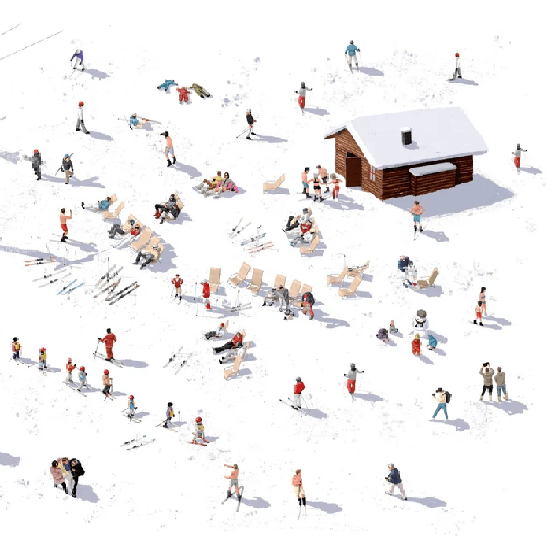 Papier peint panoramique après ski - Muralconcept