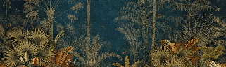 Papier peint jungle gravure bleu