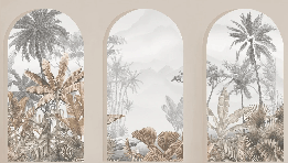 Papier peint arches tropicales sépia - Muralconcept