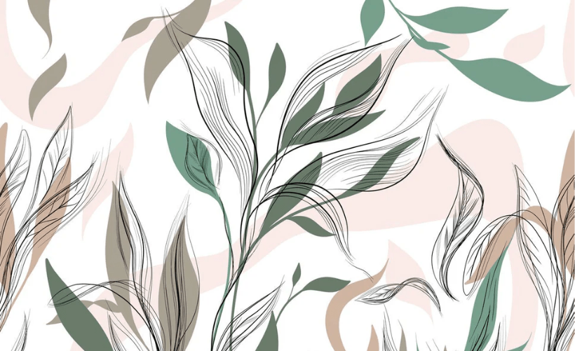 Papier peint panoramique fleur graphique