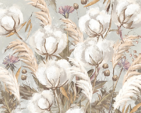 Papier peint panoramique fleur coton