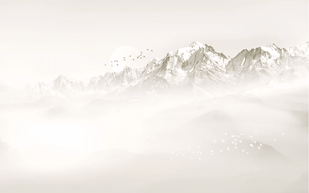 Papier peint Mont blanc lune et oiseau - Muralconcept