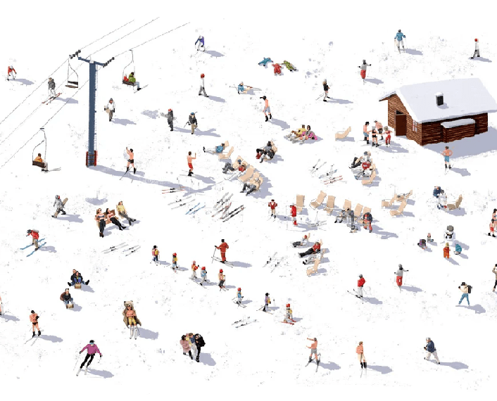 Carta da parati panoramica per l'après ski