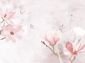 Papier peint aquarelle magnolia rose - Muralconcept