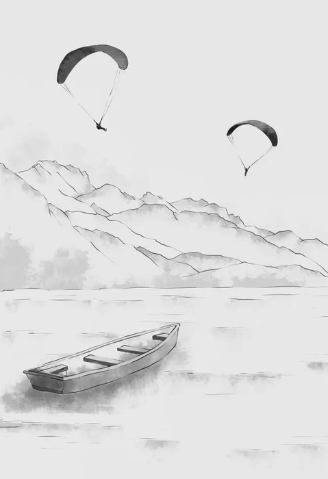 Carta da parati Annecy - cime e arte in bianco e nero