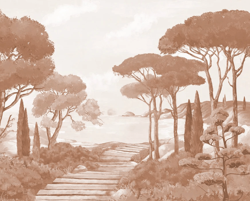 Carta da parati passeggiata nelle calanques terracotta