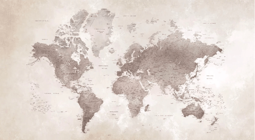 Carta da parati con mappa del mondo senza tempo