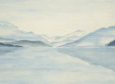 Papier Peint Vue Grand Albigny | Les Bleus du Lac® - Muralconcept