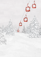 Papier peint montagne télécabine rouge, XXL, tendance