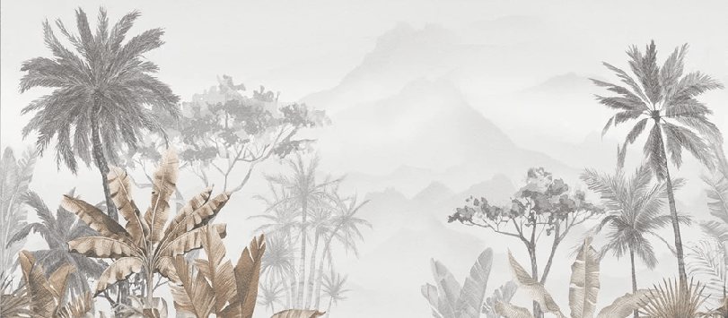 Papier peint tendance tropical sepia - Muralconcept