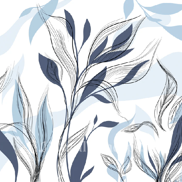 Carta da parati grafica blu con fiori