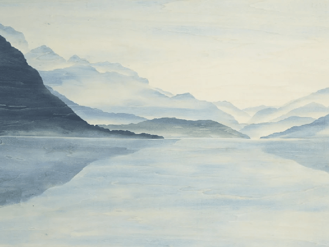 Papier Peint Vue Grand Albigny | Les Bleus du Lac® - Muralconcept