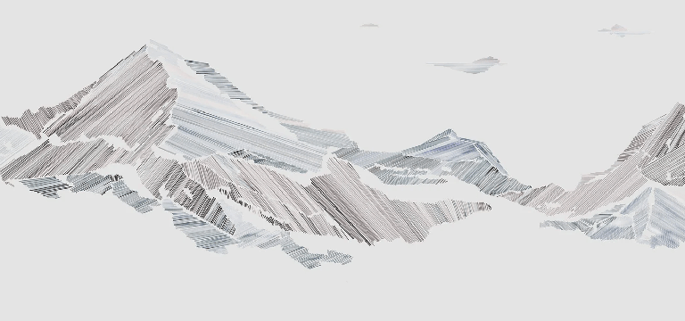 Papier peint restaurant montagne graphique style, XXL, tendance