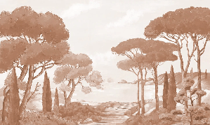 Papier peint balade dans les calanques terracotta - Muralconcept