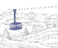 La Plagne telecabine wallpaper blue - Muralconcept