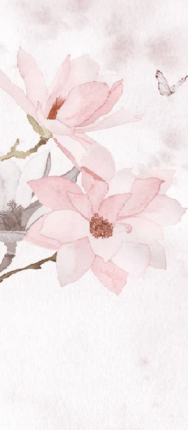 Papier peint aquarelle magnolia rose - Muralconcept