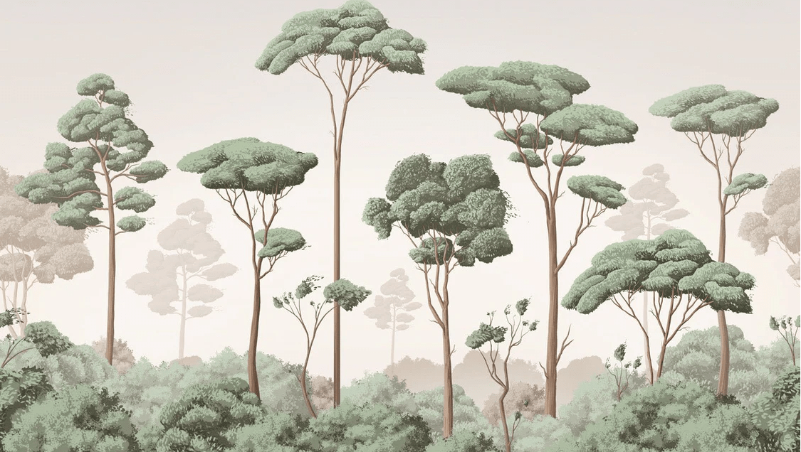 Papier peint brise légère pinède - Muralconcept