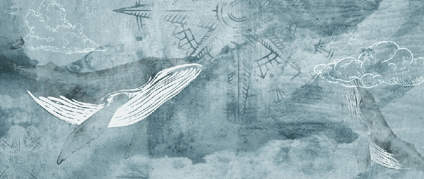 Papier peint enfant baleine en mer