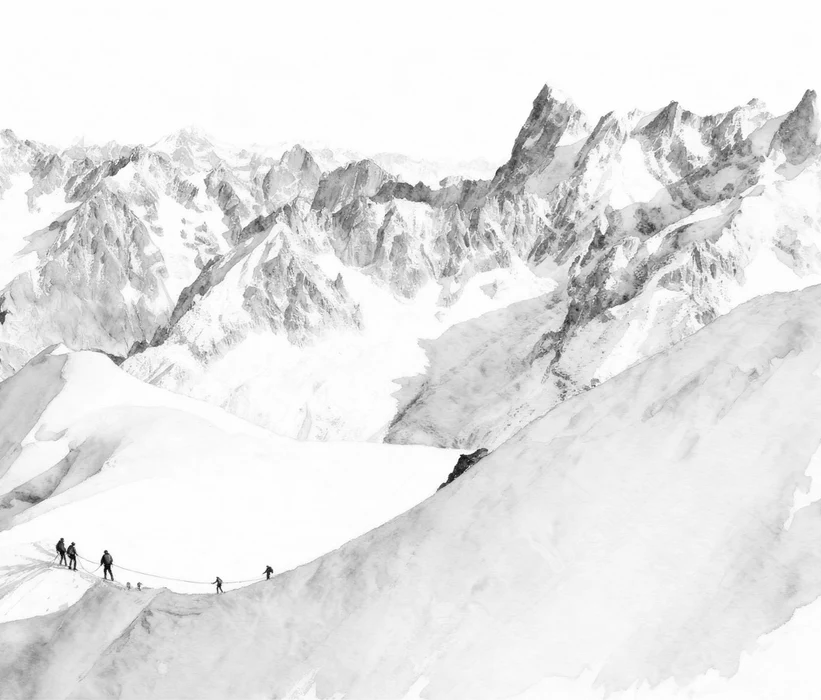 Papier peint alpinisme la cordée - Vallée blanche - Muralconcept