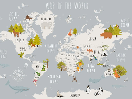 Papier peint Carte du monde enfant, XXL, tendance