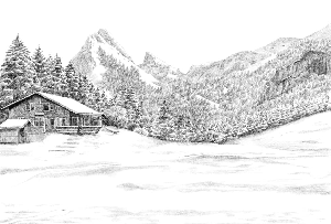 Papier peint montagne Suisse - Dent d'Oche - Muralconcept