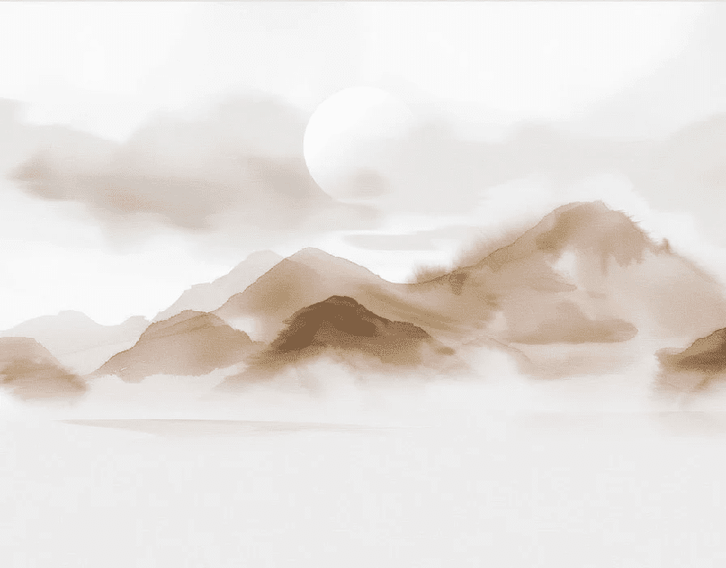 Papier peint montagnes voilées – Lueur sépia - Muralconcept