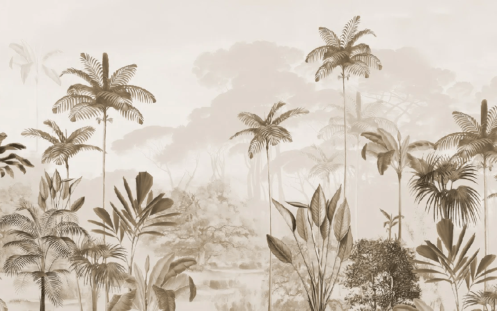Papier peint panoramique jungle eden sépia - Muralconcept