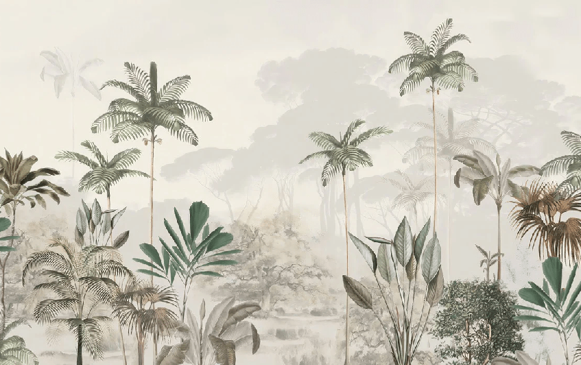 Papier peint panoramique jungle eden vert