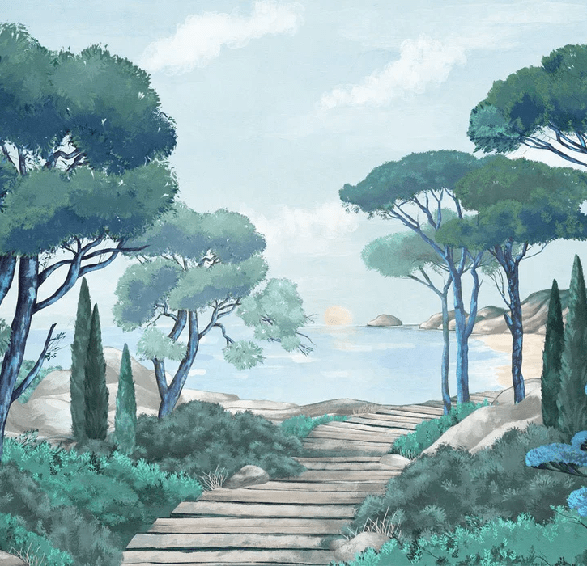 Papier peint balade dans les calanques - Muralconcept