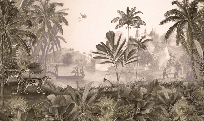 Papier peint jungle haven léopard - Muralconcept