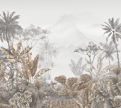 Papier peint tendance tropical sepia - Muralconcept