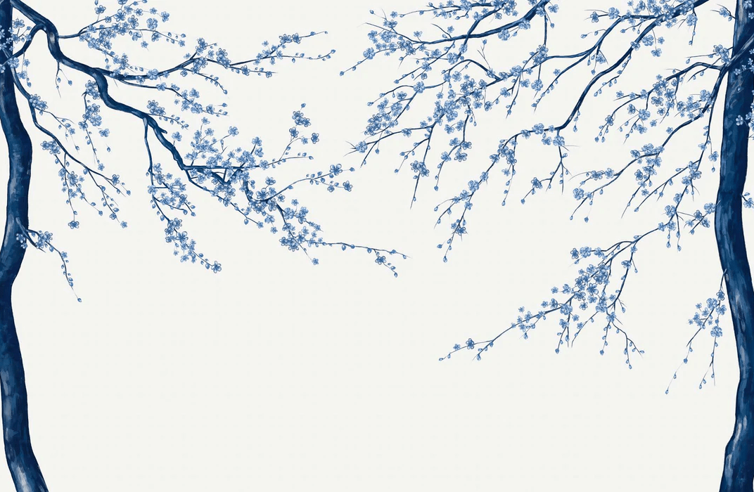 Papier peint panoramique fleur Sakura blanc