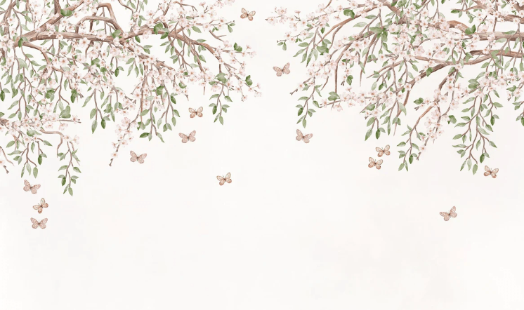 Papier peint papillons et fleurs - Muralconcept