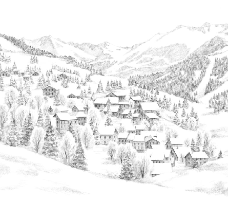 Papier peint montagne Méribel - Muralconcept