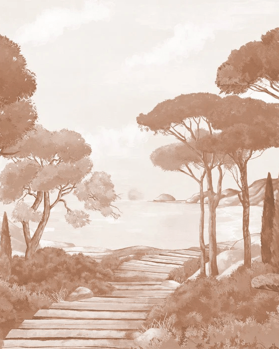 Papier peint balade dans les calanques terracotta - Muralconcept