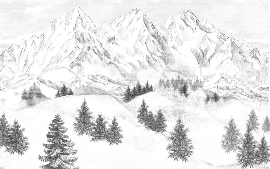 Papier peint montagne sommets de Chamonix - Muralconcept
