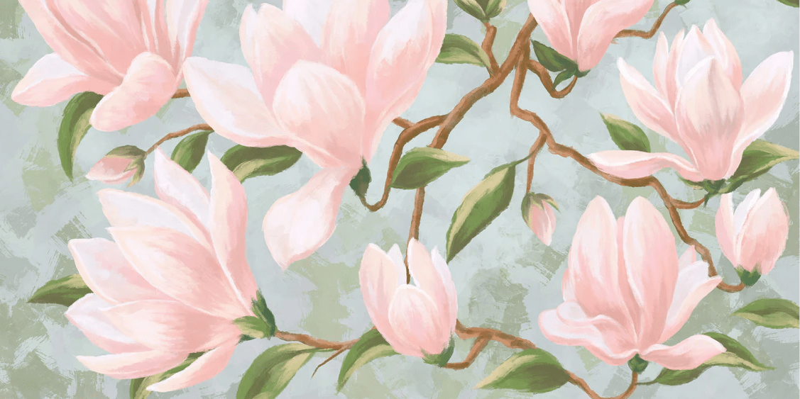 Carta da parati con magnolia in fiore