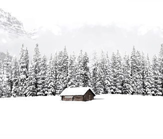 Papier peint panoramique chalet en montagne, XXL, tendance