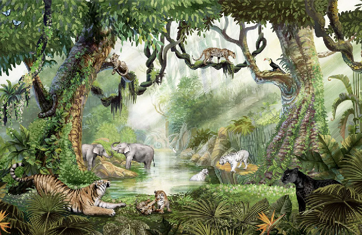 Papier peint enfant jungle secrète - Muralconcept