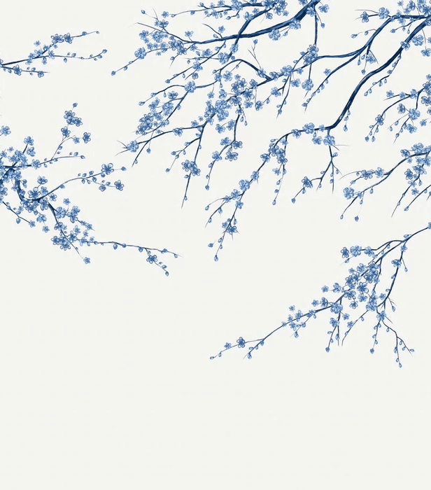 Papier peint panoramique fleur Sakura blanc