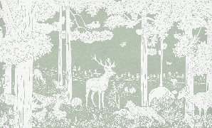 Green woodland animals wallpaper, XXL, tendance