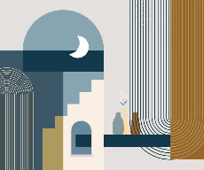 Papier peint arche bleu graphique - Muralconcept