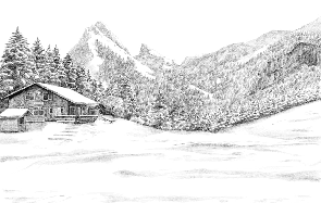 Papier peint montagne Suisse - Dent d'Oche - Muralconcept