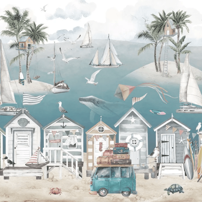 Carta da parati per la cameretta dei bambini - Cabane des mers