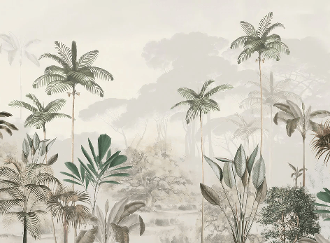 Papier peint panoramique jungle eden vert - Muralconcept