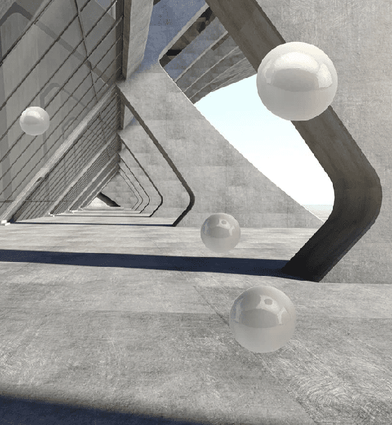 Papier peint 3D boules suspendues architectural - Muralconcept