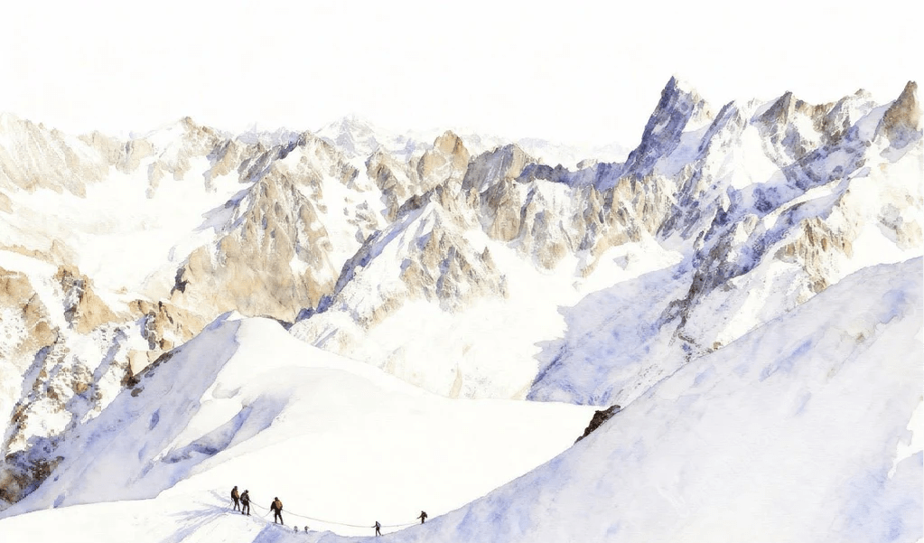 Papier peint alpinisme la cordée - Vallée blanche - Muralconcept